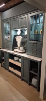 Moderne Baufront Einbauküche Cambridge Black Green Fronten Detail