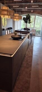 Moderne Baufront Einbauküche Glasgow Titanio Fronten Detail